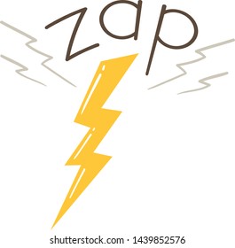 Illustration of Zap Sound and a Lightning. Learning Onomatopoeia