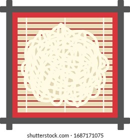 
Illustration of zaru udon.
Illustration of Japanese noodle dish.