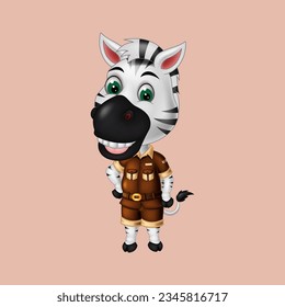 illustration of zebra cartoon posing, vector isolated