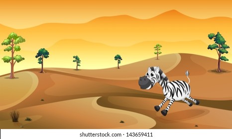 Ilustração de uma zebra no deserto