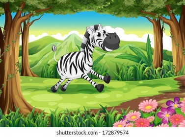 Illustration of a zebra at the forest