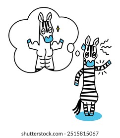 Illustration of a zebra having trouble gaining muscle