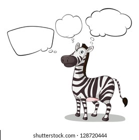 Illustration of a zebra thinking on a white background