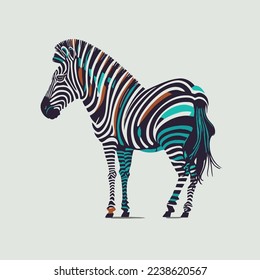 Illustration of zebra wild african animal character logo mascot wild animal hippopotamus in  cartoon flat color vector style