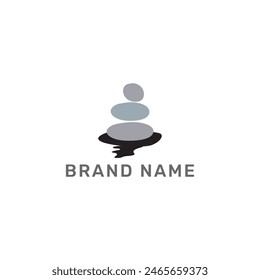 ILLUSTRATION ZEN BALANCING STONES, STACKED STONES SIMPLE FLAT LOGO ICON TEMPLATE DESIGN VECTOR. GOOD FOR SPA, YOGGA