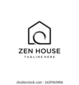 Illustration Zen vector circle brush strokes for house frames, icons, banner design elements. 