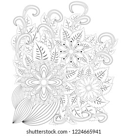 Illustration Zentangl Flower Frame Coloring Book Stock Vector (Royalty ...