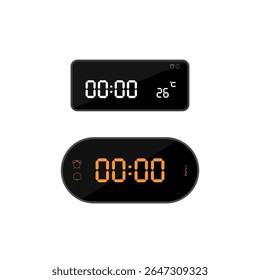 illustration of at zero o'clock digital clock icon sign and symbol. colored icon for website design