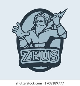 Illustration of Zeus Greek arms holding thunderbolt set inside circle on isolated background done in retro style. Jupiter zeus classical old plate painting. Zeus god of ray.