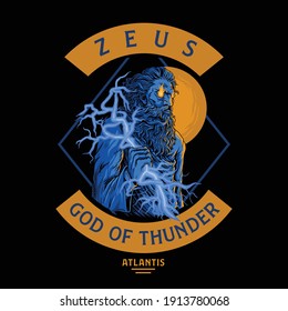 illustration Zeus,god of thunder.Premium Vector