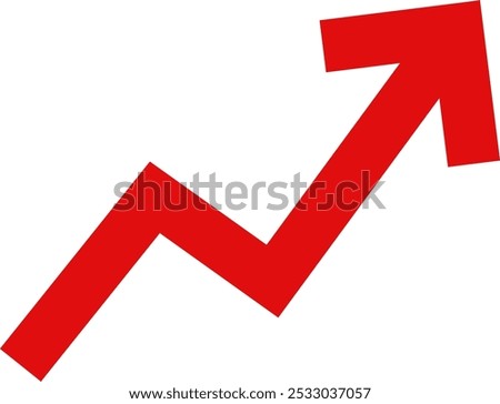 Illustration of a zigzag rising red arrow, sign of an uptrend