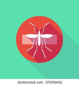 Illustration of a Zika virus bearer mosquito  in a forbidden pass signal