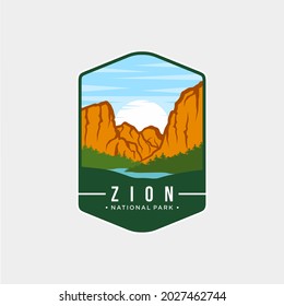 Illustration of zion national park emblem logo patch 