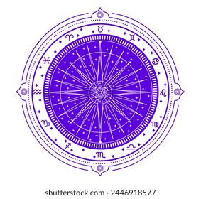 
The illustration - zodiac chart in purple and white color.