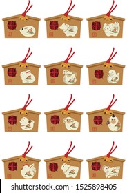 Illustration of the zodiac for Japanese style.Twelve animal ornament.
translation:"Expresses twelve animals.
Mouse, cow, tiger, rabbit, dragon, snake, horse, sheep, monkey, chicken, dog, boar,"