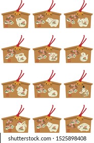 Illustration of the zodiac for Japanese style.Twelve animal ornament.
translation:"Expresses twelve animals.
Mouse, cow, tiger, rabbit, dragon, snake, horse, sheep, monkey, chicken, dog, boar,"
