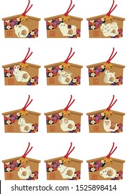 Illustration of the zodiac for Japanese style.Twelve animal ornament.
translation:"Expresses twelve animals.
Mouse, cow, tiger, rabbit, dragon, snake, horse, sheep, monkey, chicken, dog, boar,"