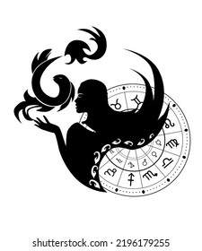 The illustration - zodiac sign in the black color.