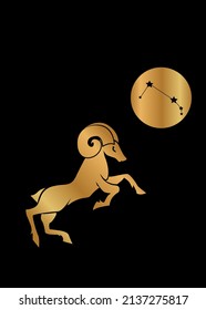 
The illustration - zodiac sign in the black and gold color.