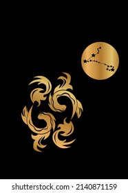 
The illustration - zodiac sign in the black and gold color.