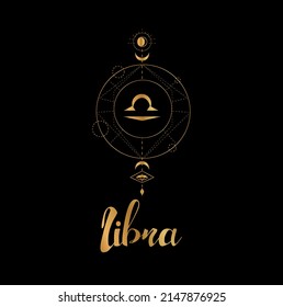 The illustration - zodiac sign in the black and gold color.