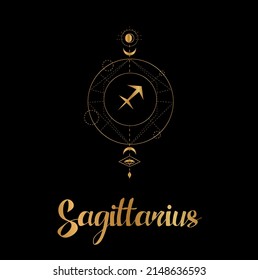 The illustration - zodiac sign in the black and gold color.