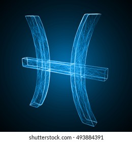 illustration of zodiac sign with energy lines. pisces symbol.