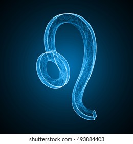illustration of zodiac sign with energy lines. leo symbol.