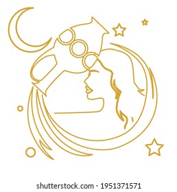 The illustration - zodiac sign in the gold color.