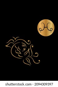 The illustration - zodiac sign in the gold color.