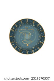 
The illustration - zodiac sign in the gold color.