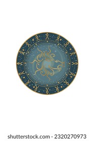 The illustration - zodiac sign in the gold color.