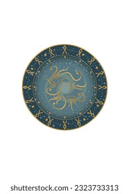 
The illustration - zodiac sign in the gold color.