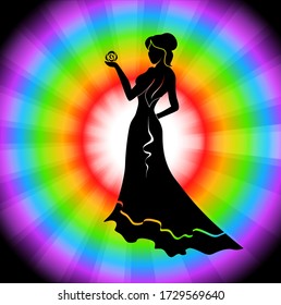 The illustration - zodiac sign on a rainbow background.