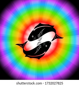 
The illustration - zodiac sign on a rainbow background.