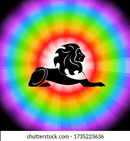 
The illustration - zodiac sign on a rainbow background.
