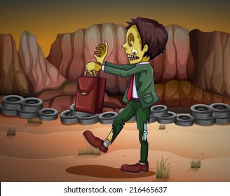 Illustration of a zombie at the desert