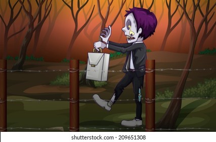 Illustration of a zombie at the forest