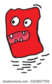 Illustration of a zombie monster in red color
