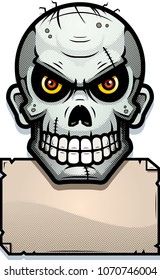 An illustration of a zombie with a paper sign.
