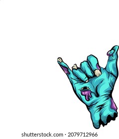 Illustration of zombie shaka hand