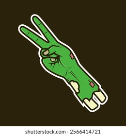 Illustration of a zombie's hand: vector illustration, cartoon, template.