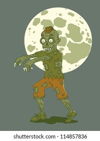 Illustration zombies at night by moonlight