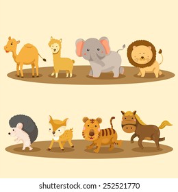 Illustration of zoo animals