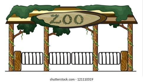 illustration of a zoo entrance on a white background