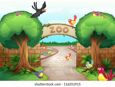 Illustration of a zoo scene