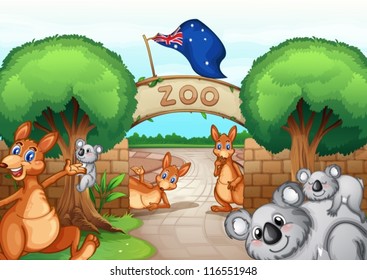 Illustration of a zoo scene