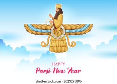 illustration of Zoroastrianism holiday Happy Jamshedi Navroz traditional festival background of Parsi 