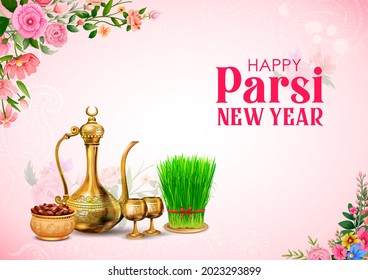 illustration of Zoroastrianism holiday Happy Jamshedi Navroz traditional festival background of Parsi 