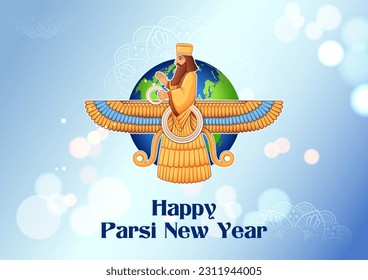 illustration of Zoroastrianism holiday Happy Jamshedi Navroz traditional festival background of Parsi 